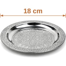 Binbir Trend 18 cm Otantik Desenli Krom Çelik Meze ve Servis Tabağı