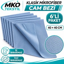 Mko Tekstil 40 x 40 cm Mikrofiber Klasik Cam Bezi 6'lı Paket