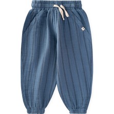 Cigit Müslin Şalvar Pantolon 1-6 Yaş Indigo Çift Çizgili