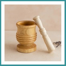 Bt Teknik Büyük Ahşap Havan (Sarımsak Dövecek) 8.3×7×12 cm Bez