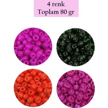 Bin1çeşit Dökme Cam Kum Boncuk Büyük Boy (6/0) 4 mm - 4 Renk - Toplam 80 Gram - BNC414