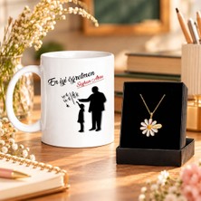 Bk Gift Kişiye Özel En Iyi Öğretmen Kupa ve Isimli Papatya Kolye Seti