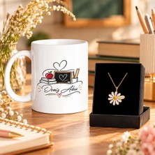 Bk Gift Kişiye Özel Isimli Öğretmenler Günü Kupası ve Isimli Papatya Kolye Seti-1