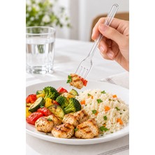 Özkan Ambalaj Temizlik 100'LÜ Lüks Şeffaf Çatal – Tek Kullanımlık Plastik Yemek Çatalı