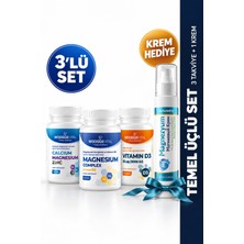 Wooggs Vital Temel Üçlü Set Kalsiyum Magnezyum Çinko + Magnezyum Kompleks + D3 + Magnezyum Krem Hediye