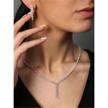 Mupte Jewelry Su Yolu Abiye Taşlı Kolye Bileklik Küpe Set Düğün Nişan Abiye Set Gerdanlık