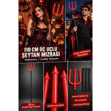 Dodomar Halloween Cadılar Bayramı 110 cm Geçmeli Çubuklu Şeytan Mızrağı Kırmızı Üç Uçlu Kostüm Aksesuarı