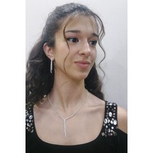 Mupte Jewelry Ince Su Yolu Suyolu Kolye Küpe Düğün Nişan Özel Günler Set Abiye Gerdanlık