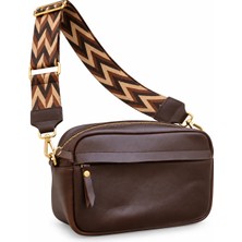 Verus Hakiki Deri Kahve Crossbody Omuz Çantası – Unisex Minimal Günlük Tasarım