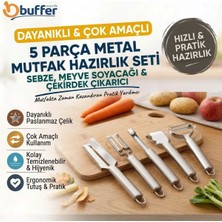 MidasTech  5 Parça Metal Mutfak Hazırlık Seti, Sebze Meyve Soyacağı, Bıçak ve Çekirdek Çıkarıcı