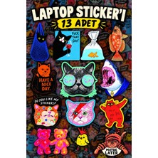 Cakaybu 13 Adet Laptop Sticker Seti – Renkli Kedi, Balık ve Eğlenceli Hayvan Desenli Etiket