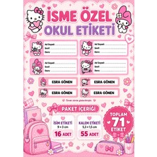 Cakaybu Isme Özel Pembe Okul Etiketi Seti 71 Adet – 16 Defter ve 55 Kalem Etiketi
