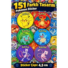Cakaybu Pokemon Kanto Taso Temalı Yuvarlak Sticker Seti 151 Farklı Tasarım 4,5 cm