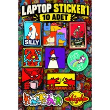 Cakaybu 10 Adet Laptop Sticker Seti – Renkli Hayvan, Retro ve Pop Art Desenli Etiket