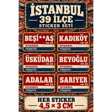 Cakaybu Istanbul 39 Ilçe Sticker Seti – 4,5 × 3 cm Retro Semt Tabelası Tasarımlı Dekoratif Etiket