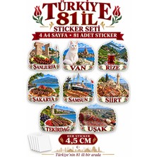 Cakaybu 81 Il Temalı Türkiye Sticker Seti (4 Sayfa) – Seyahat, Ajanda, Valiz ve Laptop Etiketi