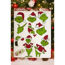 Cakaybu Grinch Yılbaşı Sticker Seti – Noel Temalı Çıkartma Sayfası |