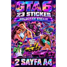 Cakaybu Gta 6 (Gta Vı) Hologram Sticker Seti 23 Adet – 2 A4 Sayfa