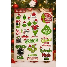 Cakaybu Grinch Christmas Sticker Seti – Yılbaşı Temalı Çıkartma Sayfası | Noel Etiketleri