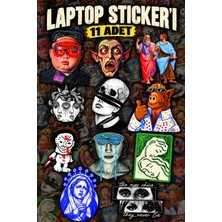 Cakaybu 11 Adet Laptop Sticker Seti – Sürreal Portre, Sanat ve Karakter Desenli Etiket