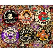 Cakaybu Retro Çizgi Karakter Laptop Sticker Seti