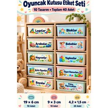 Cakaybu 40 Adet Oyuncak Kutusu Etiketi Seti – 10 Tasarım, 3 Boy, Çocuk Odası Oyuncak Düzenleme Sticker