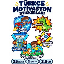 Cakaybu Türkçe Motivasyon ve Ödül Sticker Seti 35 Adet 3,5 cm – Çocuk ve Öğrenci Için 1 Sayfa