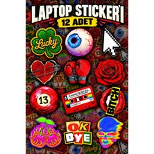 Cakaybu Laptop Sticker Seti 12 Adet 1 Sayfa A4 – Retro Pop Art Karışık Desenli Dekoratif Etiket