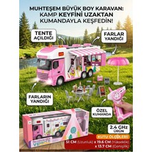 Boratila Toys 33 cm Büyük Boy Uzaktan Kumandalı 2.4ghz Pembe Full Fonksiyon Çok Aksesuarlı Işıklı Sesli Pilli Karavan Oyuncak