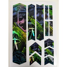 Cakaybu Yeşil Siyah Graffiti Bisiklet Kadro Sticker Seti – Street Style Frame Koruma Sticker