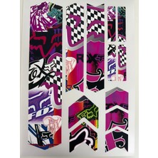 Cakaybu Pembe Graffiti Bisiklet Kadro Sticker Seti – Checker Pattern Frame Sticker –
