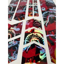 Cakaybu Streetwear Shark Style Holografik Bisiklet Kadro Sticker Seti – 12 Parça – Suya Dayanıklı,
