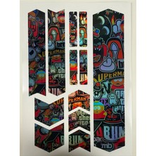 Cakaybu Sticker Bomb Cartoon Holografik Bisiklet Kadro Sticker Seti – 12 Parça
