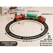 Boratila Toys 9 Parça Işıklı Sesli Tren Seti Pilli 180 cm Ray Uzunluğu