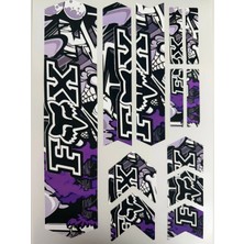 Cakaybu Mor Siyah Fox Bisiklet Kadro Sticker Seti – Street Style Frame Koruma Sticker –