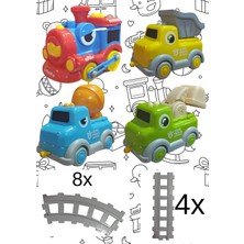 Boratila Toys Işıklı 12 Parça Raylı 4 Vagonlu Mıknatıslı Işıklı Buharlı Sesli Tren Seti