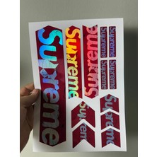 Cakaybu Supreme Bisiklet Sticker Seti Hologram Kadro Maşa Etiketi Dekoratif Bisiklet Çıkartması