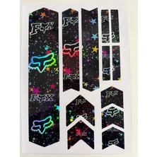 Cakaybu Galaxy Neon Fox Bisiklet Kadro Sticker Seti – Yıldızlı Frame Koruma Sticker Hologram