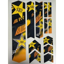 Cakaybu Yıldız Desenli Rockstar Kadro Sticker Seti – Sarı Siyah Racing Frame Koruma Sticker