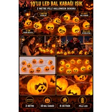 Dodomar Halloween 10'lu LED Işıklı Bal Kabağı Zinciri 2 Metre 6 cm Pilli Cadılar Bayramı Süsleme Dekoru