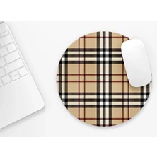Riyaz Ekose Desen Mousepad | Yuvarlak Kauçuk Taban Mousepad, Mouse Pad, Çap: 20 cm
