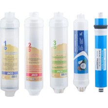 Trendexa 12 Inch Tezgah Altı Reverse Osmosis Su Arıtma Cihazı Için Jaco Inline 5'li Komple Filtre Seti