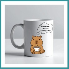 Bt Teknik Caffeine Because Adulting Is Hard Yazılı Kupa Model 207 Komik Tasarım Seramik Kahve Kupası Hediye Seçeneği Bez