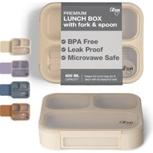 Trendexa Çatal ve Kaşıklı Bento Beslenme Kutusu Seti, Beige, 1061015