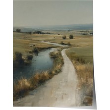 Zestia Vintage Duvar Posteri, Nehir Kenarı Toprak Yol Poster No: 20078