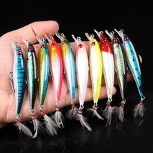 10 Adet 9cm 7.2gr Tüylü Minnow Rapala Suni Spin Olta Balık Yemi