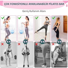 Full Vücut Pilates Bar Seti Egzersiz Çubuğu Ayarlanabilir Evde Onlarcak Farklı Spor Jimnastik Olanağı Kapı Askılı Çantalı