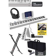 PLX-100WH-ST Taşınabilir Dijital Piyano Tuş Hassasiyetli 88 Tuş Bluetooth Şarjlı (Stand Sustain Kulaklık Çanta Metod)
