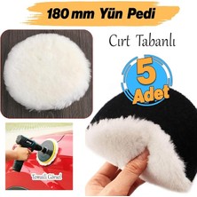 Adet) Yün Ped Ø 180 mm Pasta Cila Polisaj Süngeri Cırt Tabanlı Kuzu Postu Yünü Keçesi Parlatma