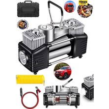 Çift Pistonlu 12V 150 Psi Dakikada 85LT Araç Araba Lastik Bot Şişirme Kompresörü Hediyel